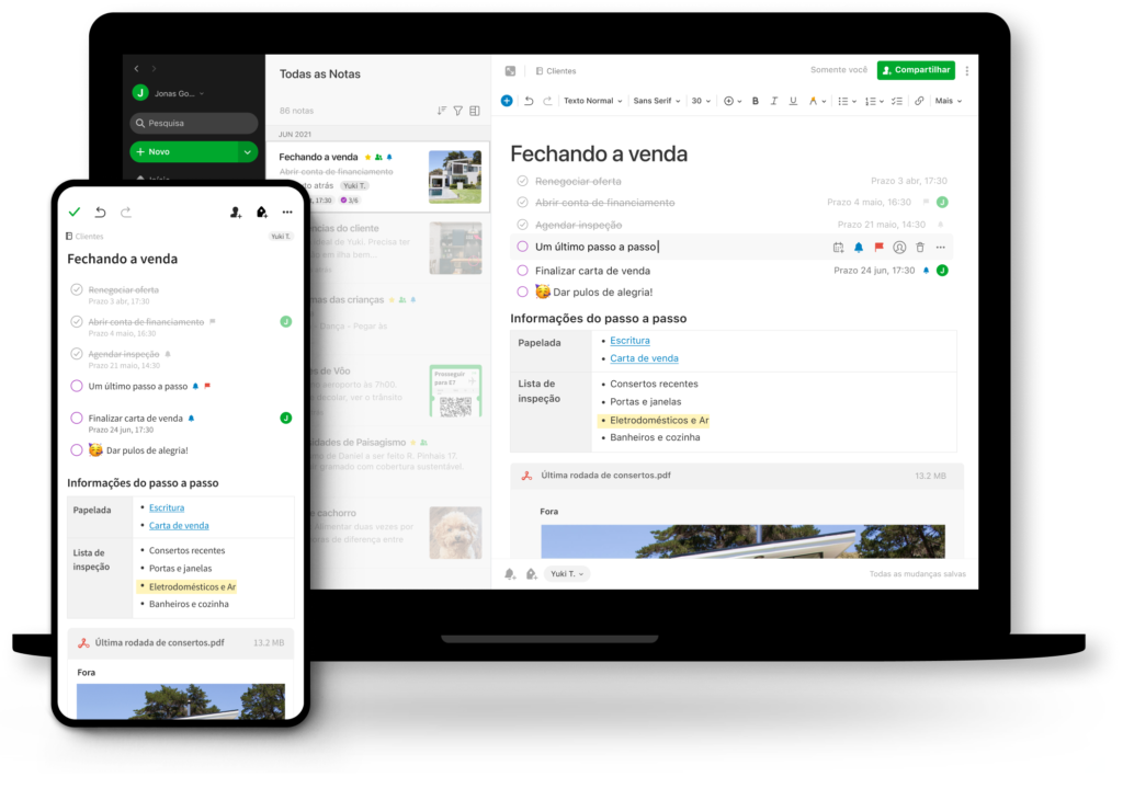 Excelente para registrar ideias.