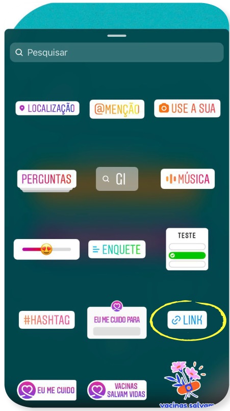 Selecione o recurso 'LINK'