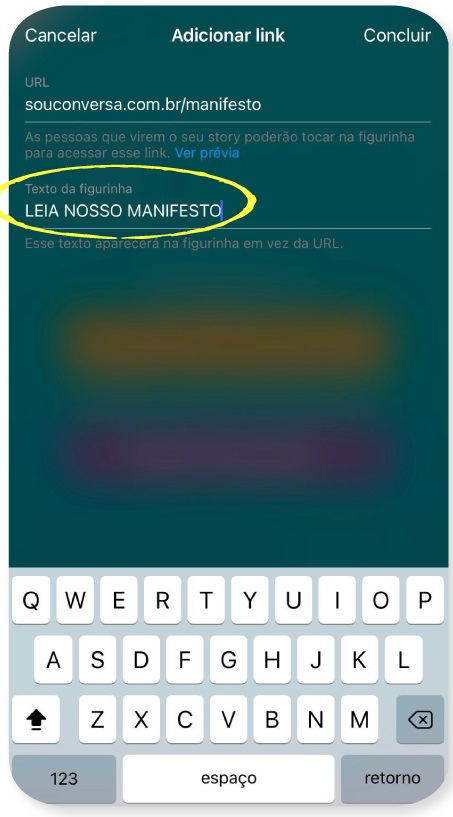Personalize o texto da sua URL
