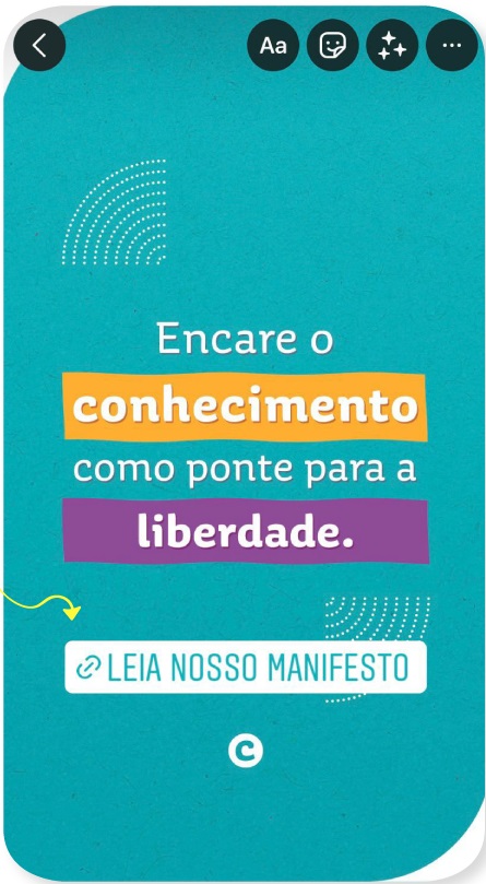 Clique em cima do link nos stories para mudar a cor