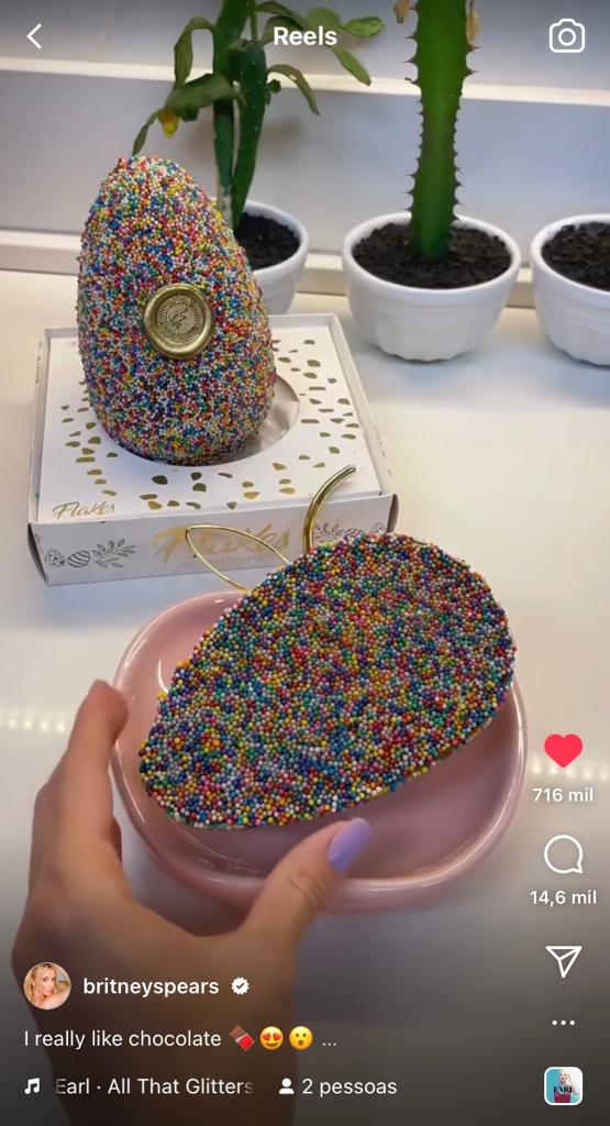 Britney compartilhou em seu Instagram o vídeo de uma confeitaria brasileira