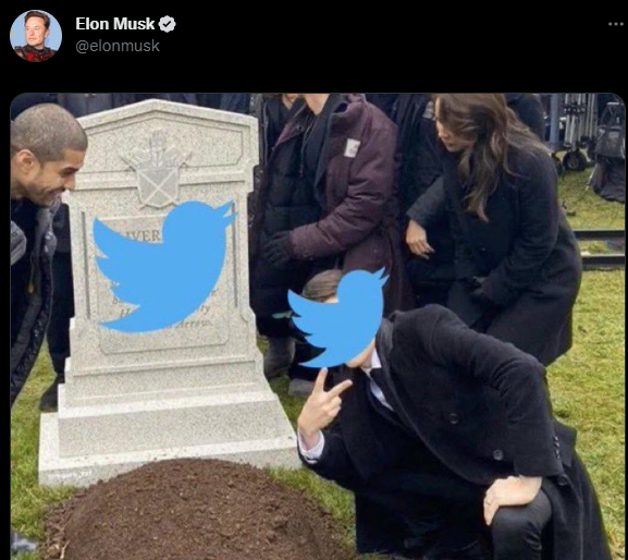 Publicação de Elon Musk em seu perfil no Twitter