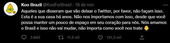 Rede social Koo fala para internautas não deixarem o Twitter